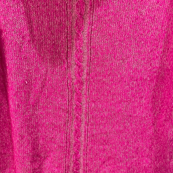 Vintage E.M.T. Hot Pink Cowl neck Silk Angora Lambswool Blend Cable knit Sweater - Picture 4 of 10